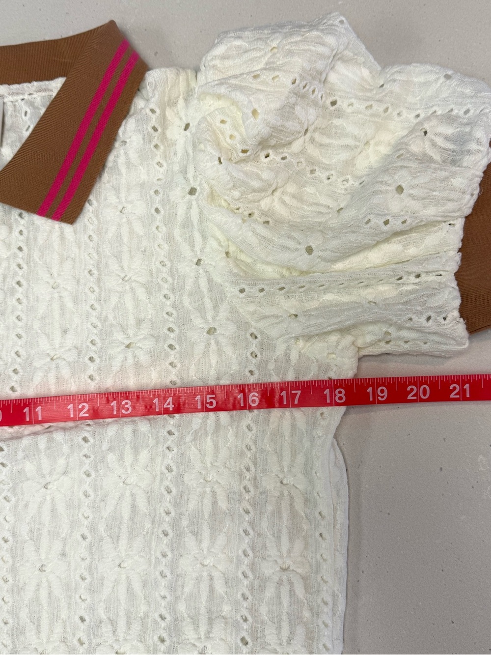 Maeve Puff-Sleeve Lace Polo Top Anthropologie Small - Picture 9 of 14